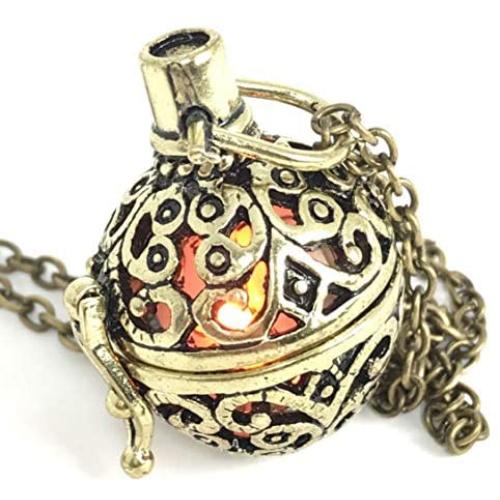UMBRELLALABORATORY Steampunk FIRE Necklace - Pendant Charm Locket Jewelry- Great Gift-Bronze-Costume Accessory