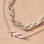 Hip-hop Flame Fire Choker Necklace Punk Adjustable Neutral Fire Charm Chain Wave Sun Choker Clavicle for Women Girl Streetwear Jewelry