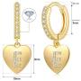 Mothers Day Gift Initial Hoop Earrings Heart Drop Dangle Alphabet Letters A To Z Hoop Earrings for Girl 14K Real Gold Plated Huggie Earrings