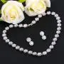 EVER FAITH Silver-Tone Round Cubic Zirconia Birthstone Row Necklace Earrings Set EVER FAITH Silver-Tone Round Cubic Zirconia Birthstone Row Necklace Earrings Set