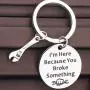 CENWA Mechanic Gift Electrician Jewelry Im Here Because You Broke Something Handyman Keychain Funny Gift for Daddy Grandpa Husband