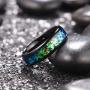 King Will Mens 4mm 6mm 8mm Black Tungsten Carbide Wedding Ring Shining Blue-Green Fragments Engagement Band