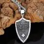 GuoShuang ST.Michael Archangel Cross Shield Prayer Saint Nicholas Medal Amulet Pendant Necklace Stainless Steel