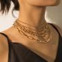 Multi Layer Chunky Necklaces Punk Chain Gold Statement Collar Necklace Hip Hop Gold Color Cuban Thick Link Chain Necklace for Women Gothic Cool Jewelry
