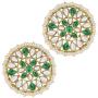 Aheli Wedding Wear Faux Kundan Beaded Round Earrings with Maang Tikka Set Ethnic Indian Jewelry for Women