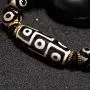 ZenBless Natural BlackWhite Tibetan 9 Eye Dzi Beads Bracelet Fengshui Amulet Bangle Attract Positive Energy and Good Luck