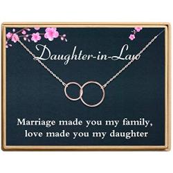 SANNYRA Daughter-in-Law Gift Necklace Mother Daughter Jewelry Gift for Her 14K Rose Gold Filled 2 Interlocking Circles