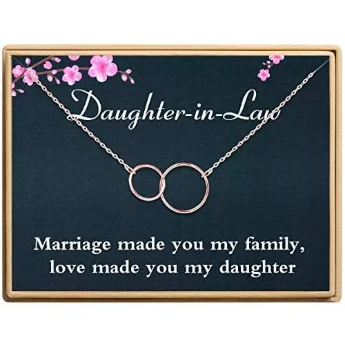 SANNYRA Daughter-in-Law Gift Necklace Mother Daughter Jewelry Gift for Her 14K Rose Gold Filled 2 Interlocking Circles SANNYRA Daughter-in-Law Gift Necklace Mother Daughter Jewelry Gift for Her 14K Rose Gold Filled 2 Interlocking Circles