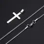 M MOOHAM Cross Necklace for Men - Stainless Steel Silver Gold Black Plain Cross Pendant Necklace Simple Jewelry Gifts, 16-24 Inches Chain