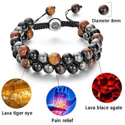 Lava Rock Bracelet Bead Bracelet -8MM Tiger Eye Bracelet Essential Oil Diffuser Healing Natural Stone Bead Bracelet Adjustable Chakra Unisex Yoga Bracelets