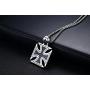 PJ Jewelry Two-Tone Stainless Steel Jerusalem Knights Templar Maltese Cross Pendant Necklace with Box Chain