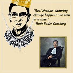 TRISHULA RBG Dissent Collar Necklace for Women,Sterling Silver Ruth Bader Ginsburg Pendant Memorial Jewelry Gifts for Women Girls,Chain Length 18+2