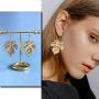 DAMLENG 5 Pairs Lightweight Handmade Long Bohemian Gold Hollow Leaf Dangle Drop Hook Earrings Set for Women Girls Gifts Lightweight Statement Jewelry