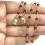Scapular Gold Plated Necklace for Women''17 Inches'' Red Crystal Beads Chain Scapular Gold Plated Necklace for Women''17 Inches'' Red Crystal Beads Chain