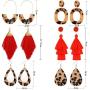 XIJIN 6 Pairs Tassel Earrings for Women Girls Bohemian Red Tassel Dangle Earrings Statement Acrylic Earrings Set