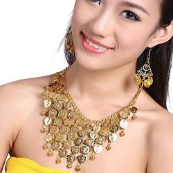 ZLTdream Belly Dance Gypsy Jewelry Accessories Dancing Necklace+Earrings 3pcs/Set