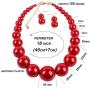 KOSMOS-LI Large Style Big Imitate Pearl Strand Choker Necklace with Earrings Set