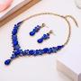 EVER FAITH Womens Wedding Bridal Jewelry Accessory Crystal Elegant Teardrop Leaf Vine Necklace Earrings Set