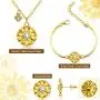 Yaomiao Sunflower Jewelry Accessories Set, Include Adjustable Sunflower Pendant Necklace Bracelets and Stud Earrings for Women Friends Friendship Valentines Day Christmas Supplies