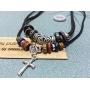 Beulous Choker Necklace for Men Jewelry Boho Jewelry for Women Hipppie Jewelry Wolf Tooth Cross Pendant Beaded Ankn Necklace Black Panther Necklace for Men