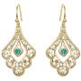 Disney Aladdin Princess Jasmine Gold Plated Crystal Filigree Dangle Earrings