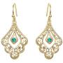 Disney Aladdin Princess Jasmine Gold Plated Crystal Filigree Dangle Earrings