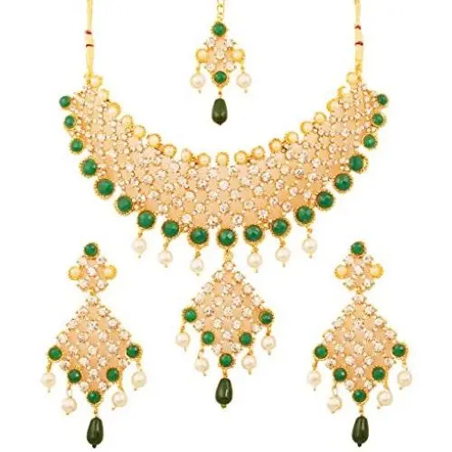 Touchstone Indian Bollywood Handcrafted Traditional Royal Mughal Kundan Polki Meenakari Enamel Colorful Wedding Designer Jewelry Long Necklace Set in Gold and Silver Tone for Women. Touchstone Indian Bollywood Handcrafted Traditional Royal Mughal Kundan Polki Meenakari Enamel Colorful Wedding Designer Jewelry Long Necklace Set in Gold and Silver Tone for Women.
