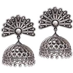 Aheli Indian Boho Bohemian Oxidized Jhumki Earrings Ethnic Wedding Fashion Antique Tribal Jewelry for Women Girls