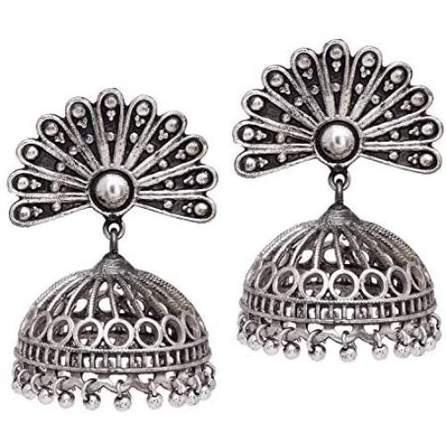 Aheli Indian Boho Bohemian Oxidized Jhumki Earrings Ethnic Wedding Fashion Antique Tribal Jewelry for Women Girls