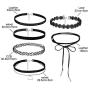 Haloty 6PCS Punk Lace Choker Necklace Black Crystal Pendant Necklaces Chain Vintage Leather Necklaces Jewelry for Women and Girls (StyleⅡ)
