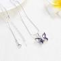 constantlife Cremation Jewelry for Ashes Memorial Urn Necklace Silver Plated Elegant Butterfly Shape Crystal Pendant Keepsake for Human Pets