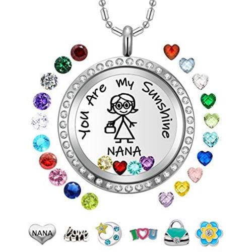 AZNECK Floating Living Memory Locket Necklace Inspirational Charms Pendant Family Tree of Life Personalized Birthday Gifts for Her