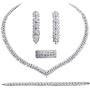 Jorsnovs Cubic Zirconia Leaves-Shaped 4 Pcs Dubai Wedding Bridal Jewelry Sets CZ Party Necklace Bracelet Dangle Earrings and Rings Sets for Bridesmaid