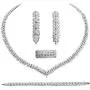 Jorsnovs Cubic Zirconia Leaves-Shaped 4 Pcs Dubai Wedding Bridal Jewelry Sets CZ Party Necklace Bracelet Dangle Earrings and Rings Sets for Bridesmaid