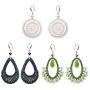 3 Pairs Women’s Girls Statement Dangle Earrings White Forest Green Earrings Woven Thread earrings Bohemia Ethnic Weave Raffia Elegant Rattan Drop Earring Set For Women Teens Girls