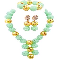 aczuv Royal Blue African Beads Crystal Nigerian Wedding Jewelry Sets for Women