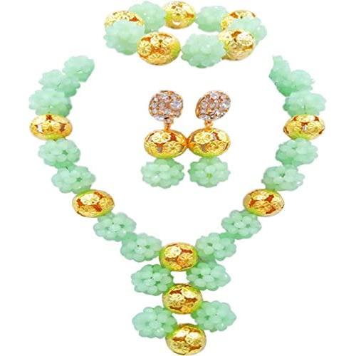 aczuv Royal Blue African Beads Crystal Nigerian Wedding Jewelry Sets for Women