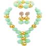aczuv Royal Blue African Beads Crystal Nigerian Wedding Jewelry Sets for Women
