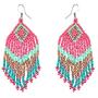 Drop Statement Fringe Earrings Handmade Boho Ethnic Beaded Dangle Hook Stud Earring Geomentic Colorized Seed Beads Chandelier Bohemian Party Exaggerated Personalized Jewelry