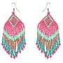 Drop Statement Fringe Earrings Handmade Boho Ethnic Beaded Dangle Hook Stud Earring Geomentic Colorized Seed Beads Chandelier Bohemian Party Exaggerated Personalized Jewelry