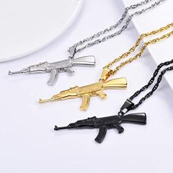 PROSTEEL Punk Rock Necklace,M16A4 Rifle Shape Pendant & Chain，Cool Men Jewelry,Gift for Him