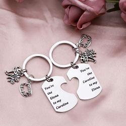 SEIRAA Inspired Quote Gifts Jewelry for Vampire Fans BFF Original Inspired Gift Youre The Elena to My Caroline Keychain