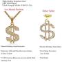 Lee Island Fashion 24K Gold Plated Simulated Diamond CZ Fully Dollar Sign Pendant Stainless Steel Necklace, 24 inch Chain Jewelry