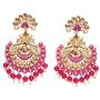 Crunchy Fashion Bollywood Jewellery Traditional Ethnic Bridal Bride Wedding Bridesmaid Rani Pink Meenakari/Hand Painted Chandbaali Indian Earrings Jewelry For Women