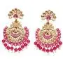 Crunchy Fashion Bollywood Jewellery Traditional Ethnic Bridal Bride Wedding Bridesmaid Rani Pink Meenakari/Hand Painted Chandbaali Indian Earrings Jewelry For Women