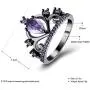 WANGYUSHENG Womens Black Gold Plated Purple Amethyst Cubic Zirconia CZ Princess Crown Tiara Ring Wedding Band WANGYUSHENG Womens Black Gold Plated Purple Amethyst Cubic Zirconia CZ Princess Crown Tiara Ring Wedding Band
