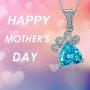 Caperci Sterling Silver Blue Topaz and Paw Heart Pendant Necklace - Christmas Day Jewelry Gift for Mom/Wife
