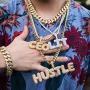 GoldChic Jewelry Customized Iced Out Bubble Pendant Gold Plated Initial Letter Pendant Necklace,18K Gold Plated Alphabet Charm Men Women Hip Hop Jewelry A to Z