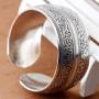 BODYA Tibeten Silver Carved Spiral Flower Connecting Branches Pattern Wide Band Open Cuff Bracelet Bangle