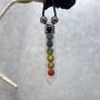 Mia Jewel Shop Rainbow Chakra Beaded Hexagonal Healing Gemstone Crystal Point Pendant Adjustable Necklace